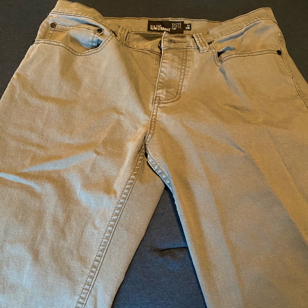 RSQ New York slim straight light grey pants